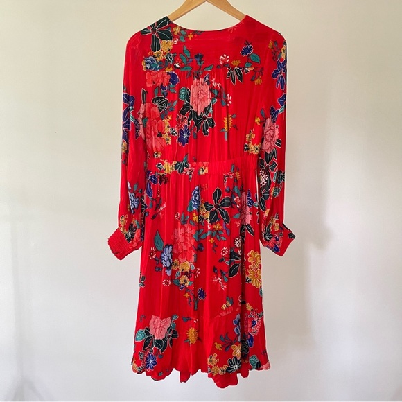 Anthropologie Long Sleeves Red Dress Size 12P - Picture 3 of 4